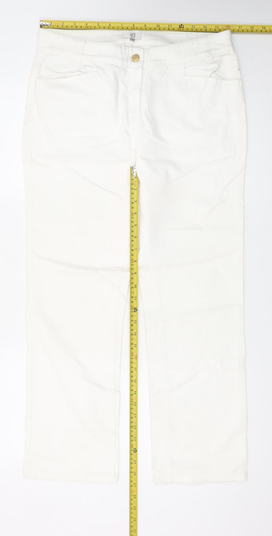 CC Women Ivory Straight Leg Stretch Jeans Size 14
