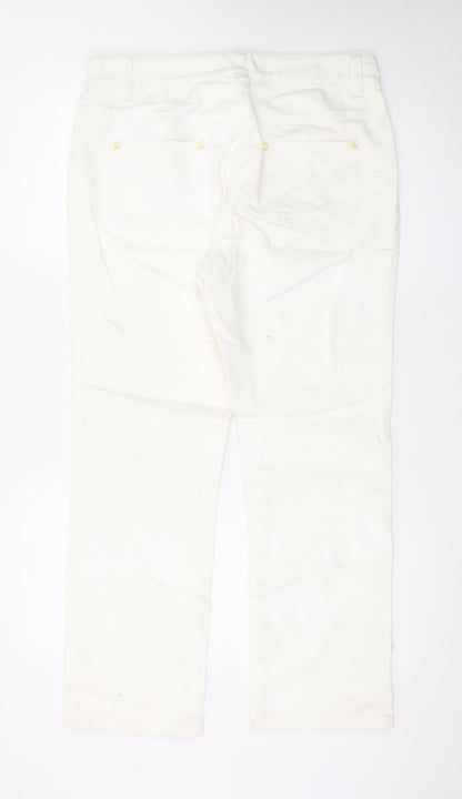 CC Women Ivory Straight Leg Stretch Jeans Size 14