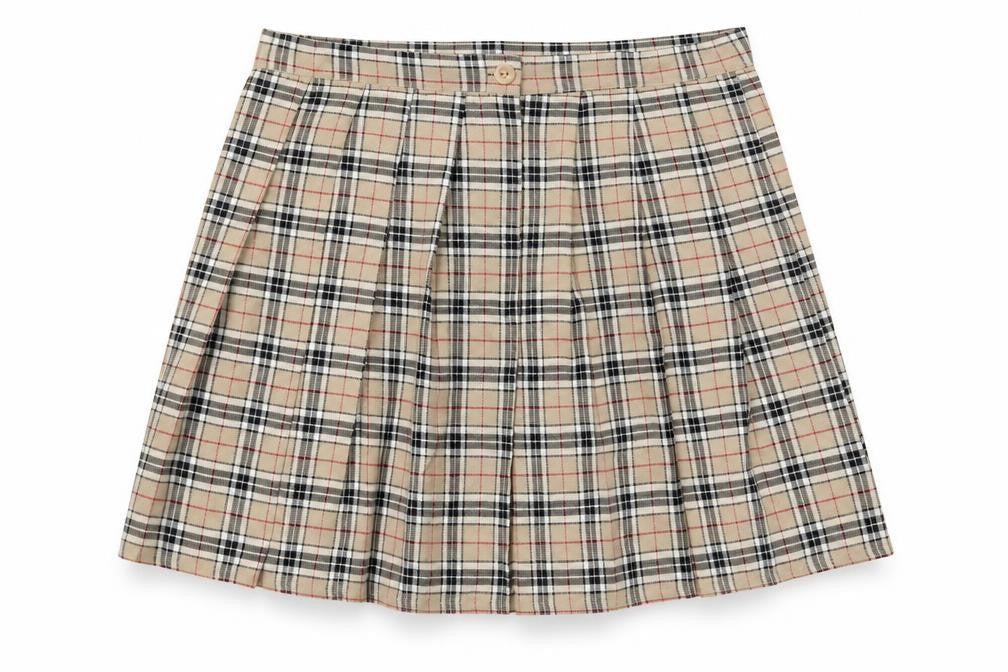 Nasty Gal Women Beige Plaid Pleated Short Skirt UK 14