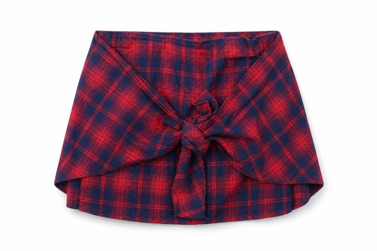 River Island Womens Red Plaid Wrap Flannel Short Skirt Size 12
