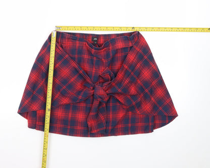 River Island Womens Red Plaid Wrap Flannel Short Skirt Size 12