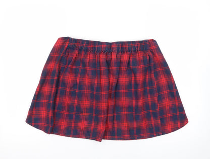 River Island Womens Red Plaid Wrap Flannel Short Skirt Size 12