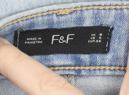 F&F Women's Blue Distressed Skinny Jeans Size 8