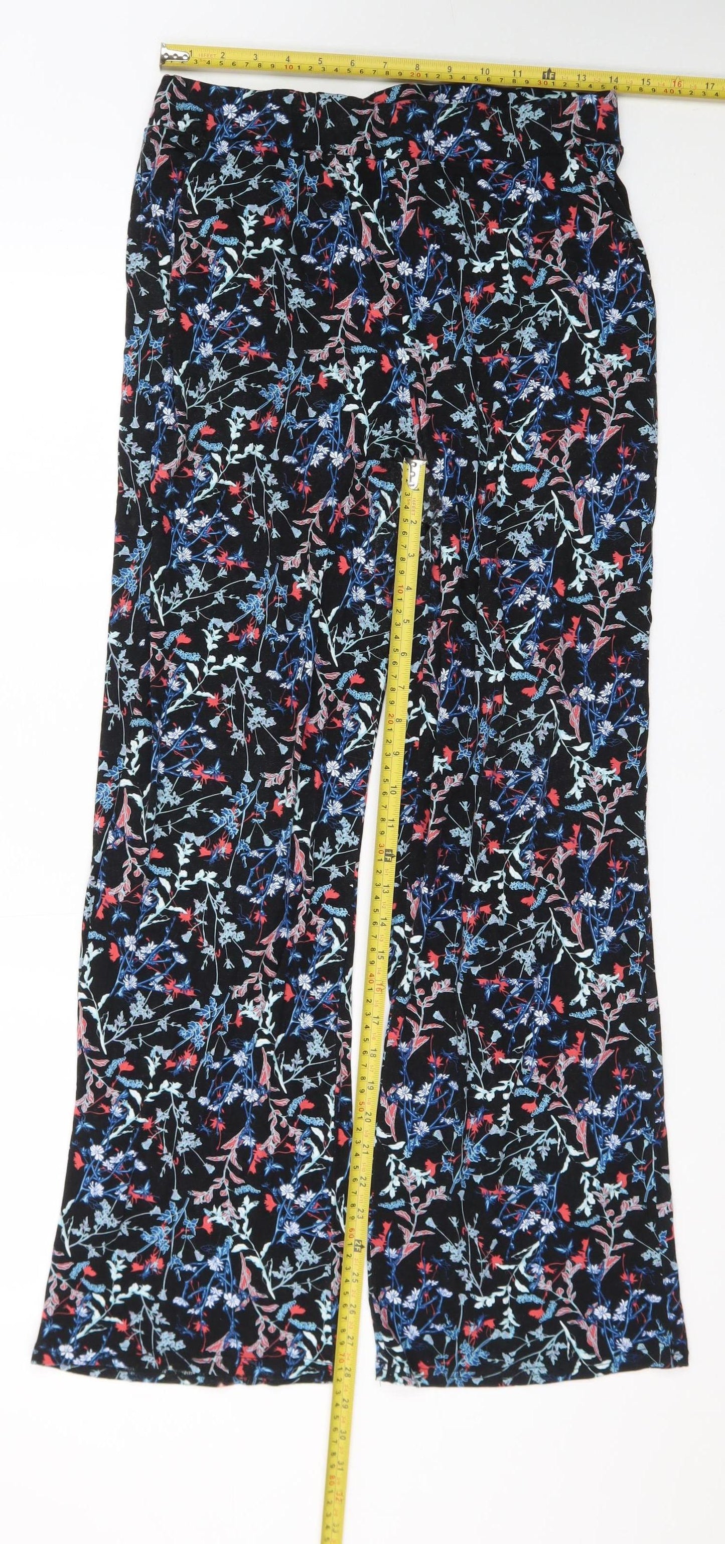 Anna Rose Women's Multicoloured Floral Jersey Trousers Size 12