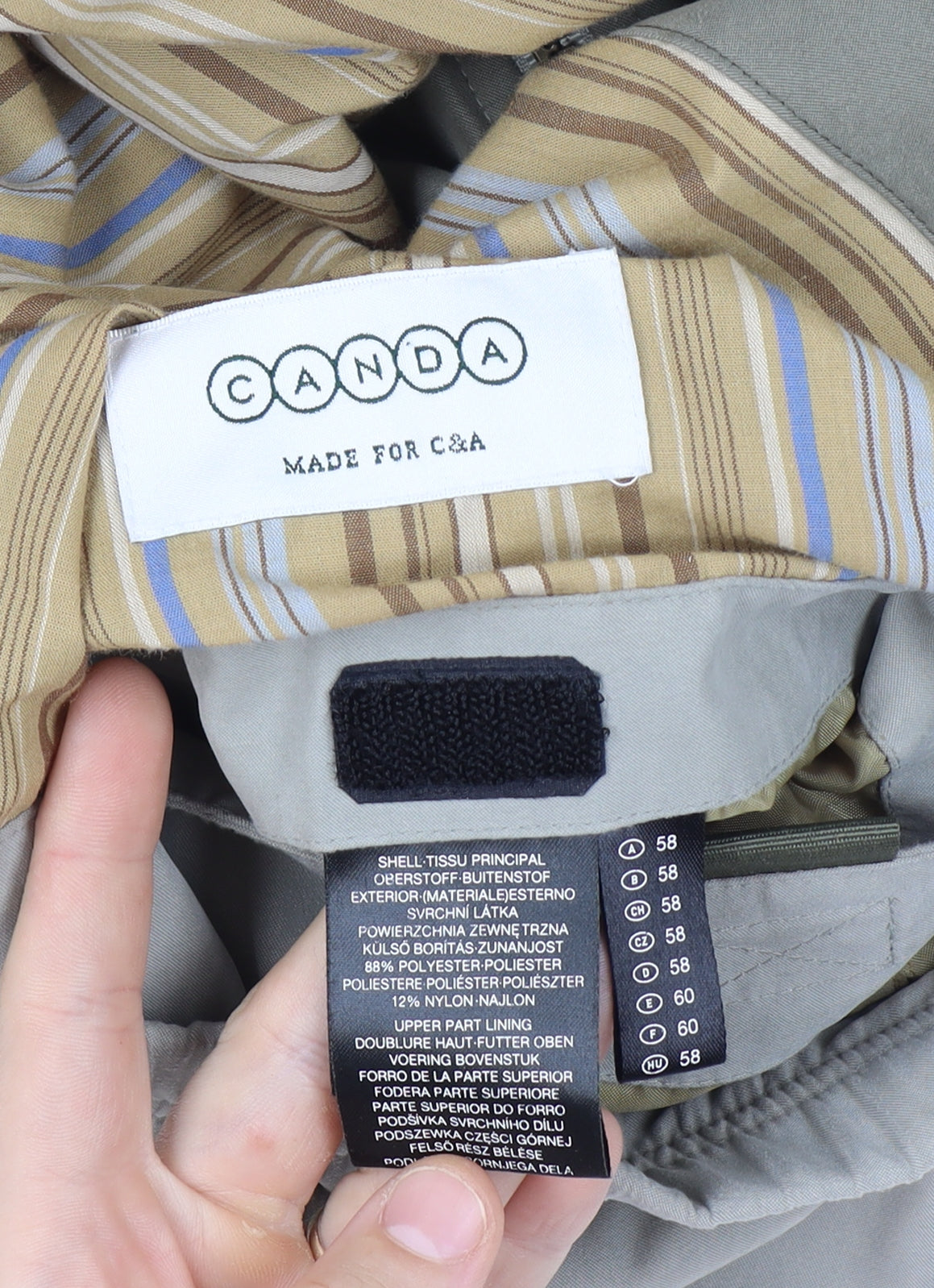 C&A Men’s Beige Basic Jacket Size 58 Polyester Blend
