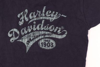 Harley-Davidson Womens Blue Cotton T-Shirt Size S Biker Graphic Top
