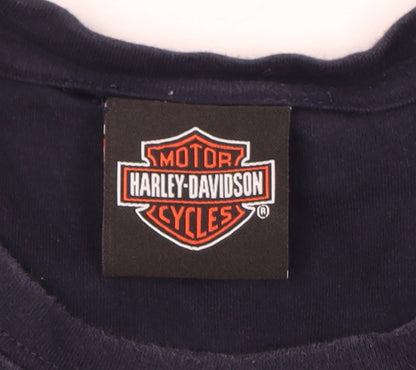 Harley-Davidson Womens Blue Cotton T-Shirt Size S Biker Graphic Top