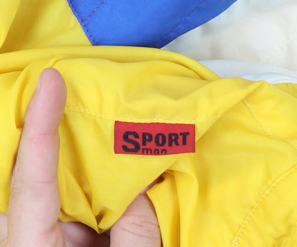 Sportman Men's Yellow Retro Bomber Jacket Size 50 Full Zip Stand-Up Collar