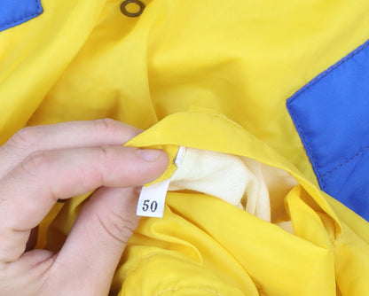Sportman Men's Yellow Retro Bomber Jacket Size 50 Full Zip Stand-Up Collar