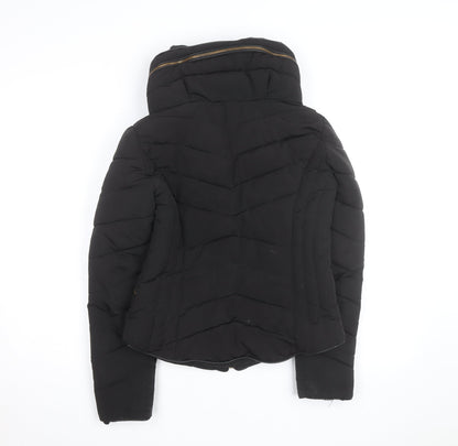 Zara Women Black Short Quilted Puffer Jacket Size S