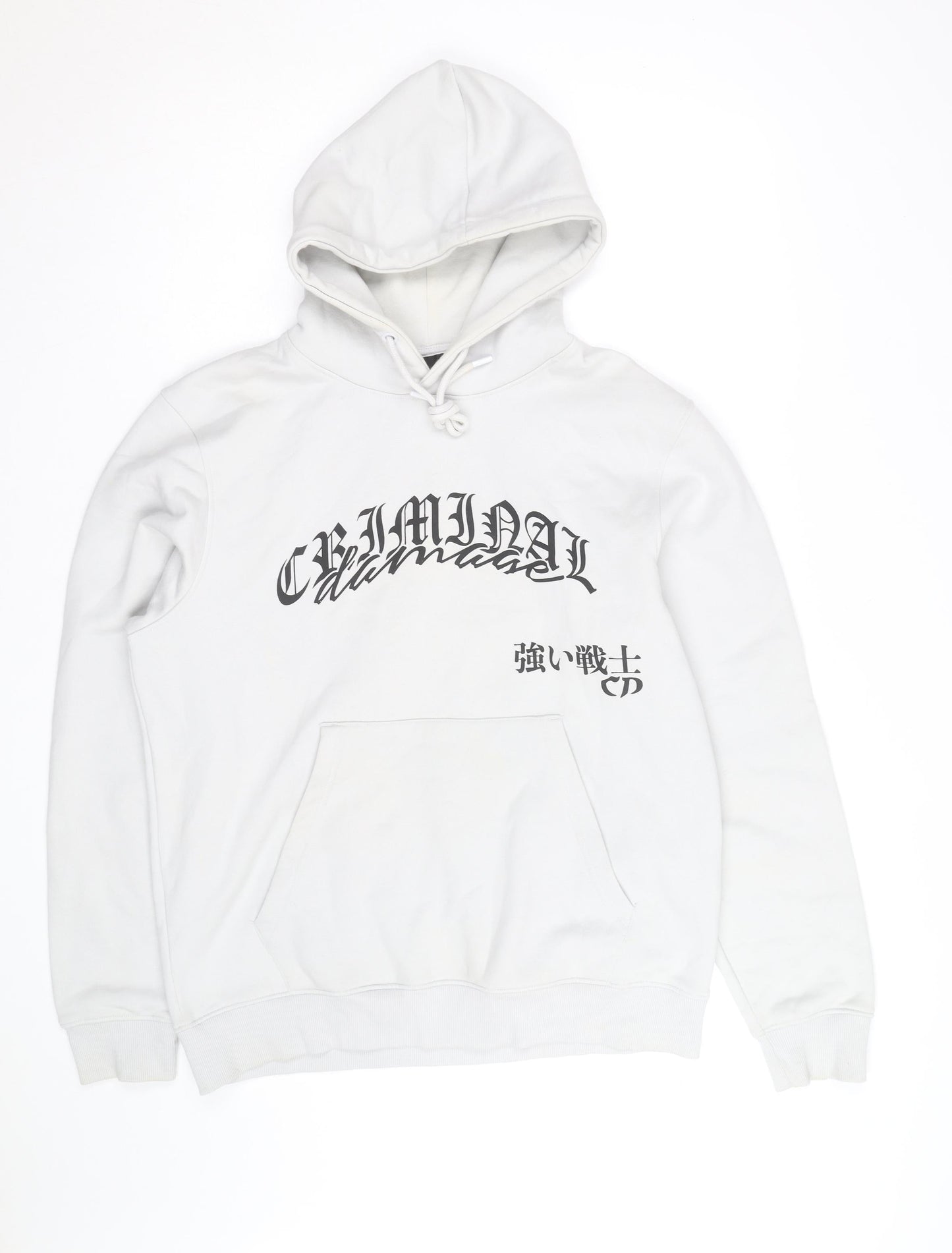 Criminal Damage Men’s White Dragon Print Pullover Hoodie Size M