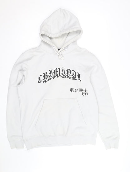 Criminal Damage Men’s White Dragon Print Pullover Hoodie Size M