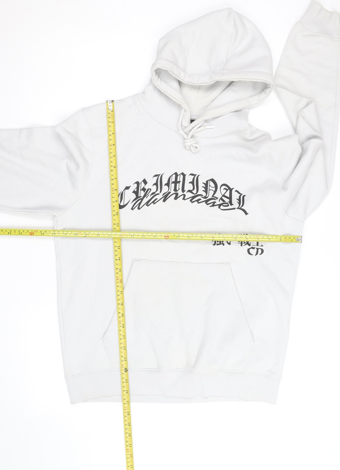 Criminal Damage Men’s White Dragon Print Pullover Hoodie Size M