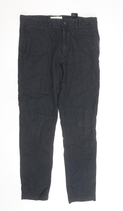 H&M Men’s Black Slim Fit Chino Trousers Size L 34W Casual Cotton