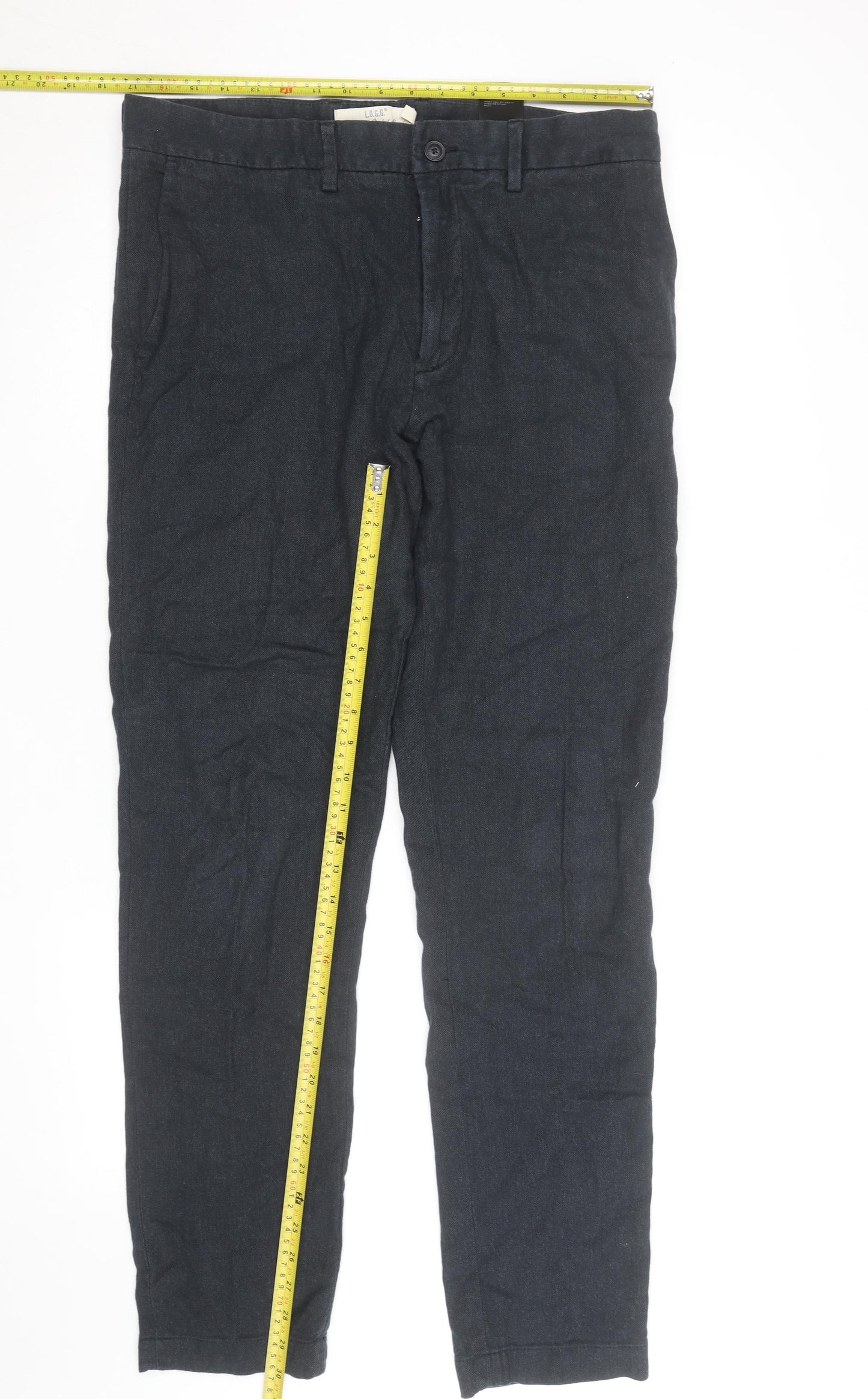 H&M Men’s Black Slim Fit Chino Trousers Size L 34W Casual Cotton