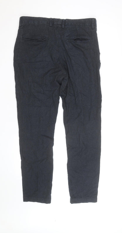 H&M Men’s Black Slim Fit Chino Trousers Size L 34W Casual Cotton