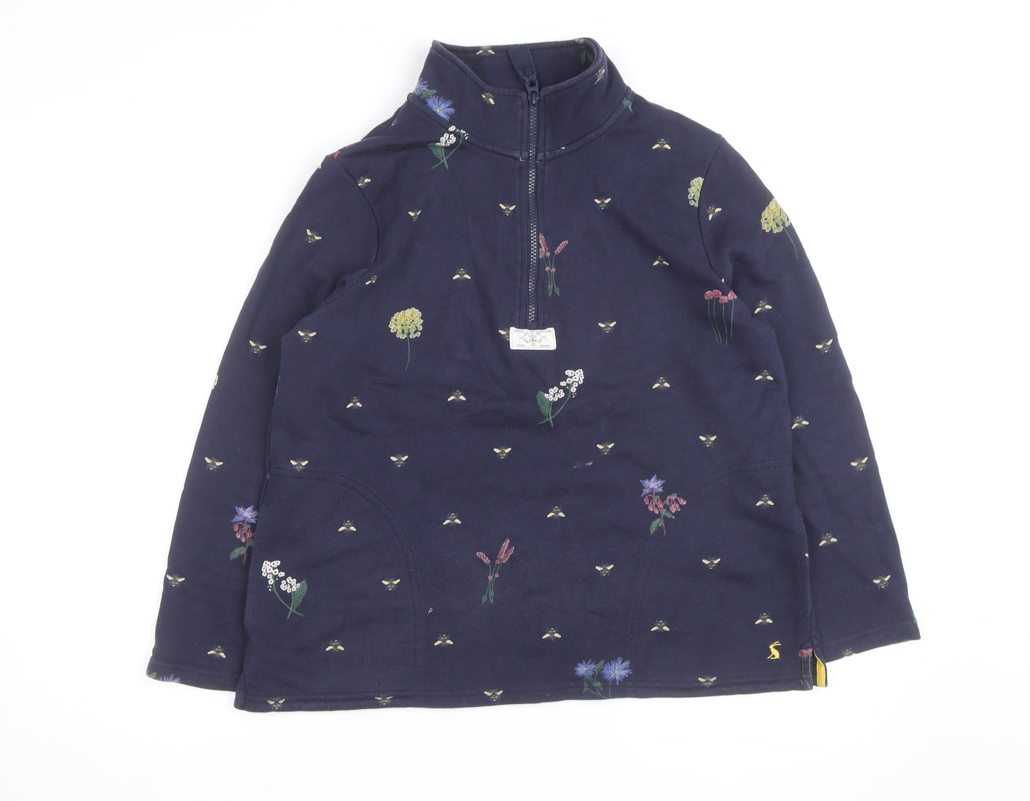 Joules Women Navy Floral Bee 1/4 Zip Sweatshirt UK 12