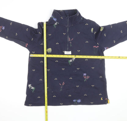 Joules Women Navy Floral Bee 1/4 Zip Sweatshirt UK 12