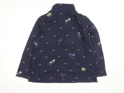Joules Women Navy Floral Bee 1/4 Zip Sweatshirt UK 12