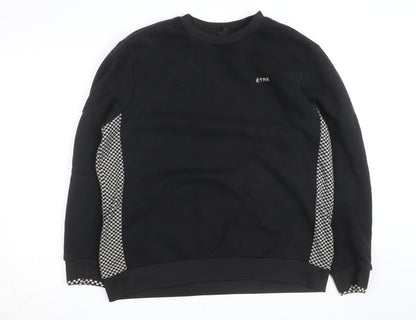 River Island Men's Black Check Panel Sweatshirt XL Pullover