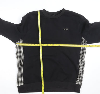River Island Men's Black Check Panel Sweatshirt XL Pullover