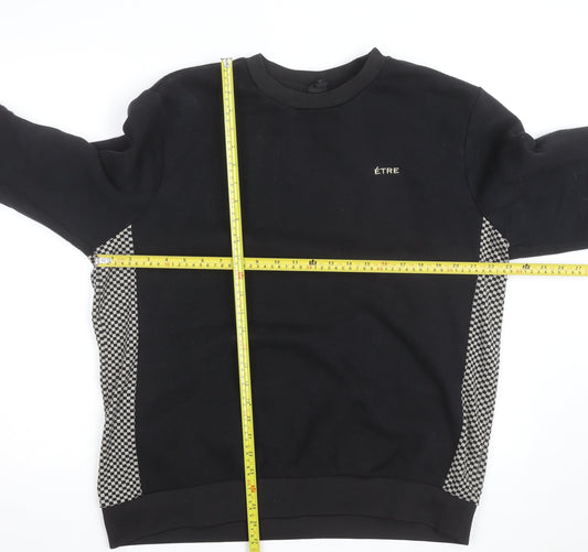 River Island Men's Black Check Panel Sweatshirt XL Pullover