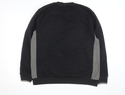 River Island Men's Black Check Panel Sweatshirt XL Pullover
