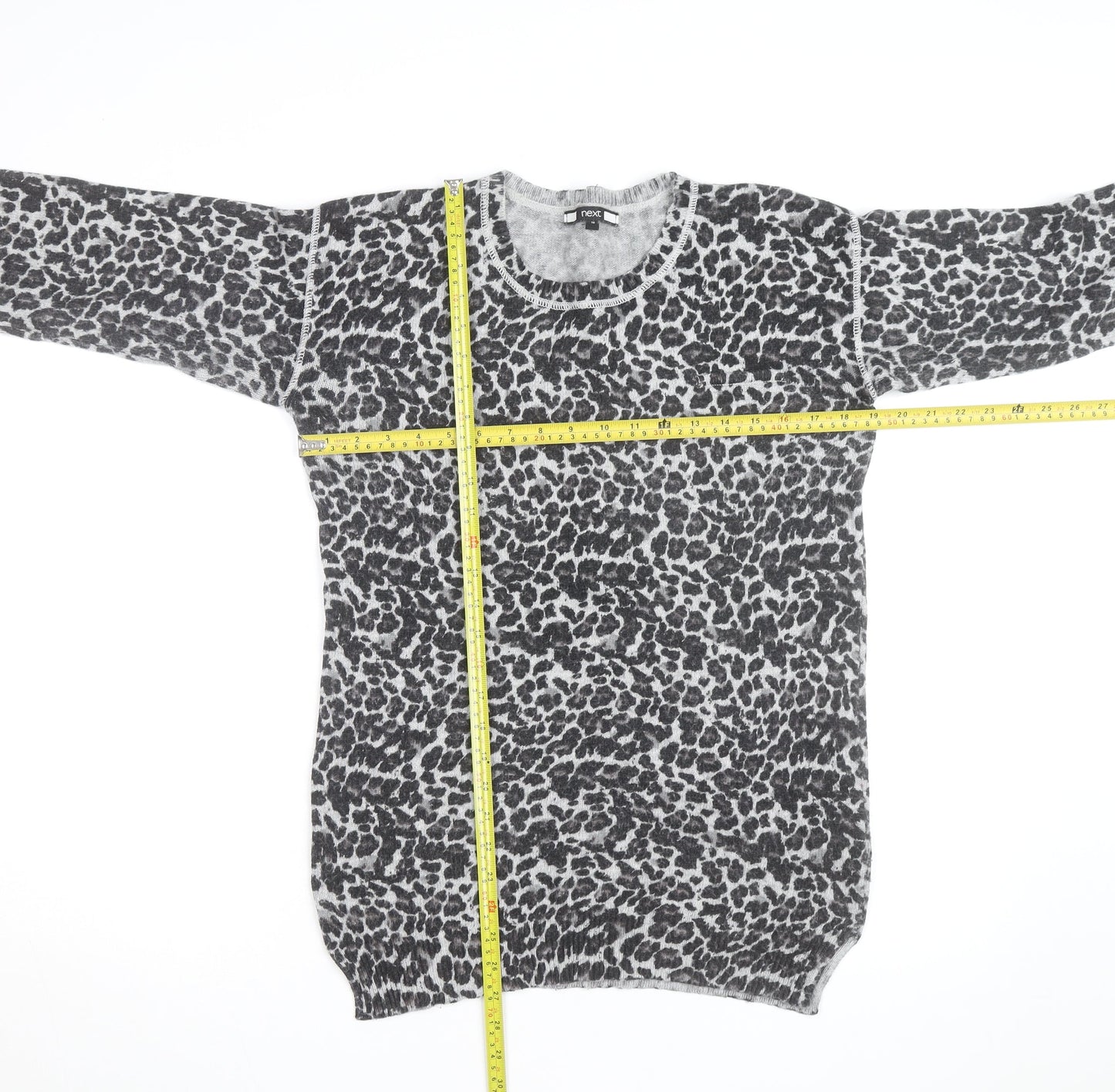 Next Women Grey Leopard Print Long Sleeve Pullover Jumper Size 10