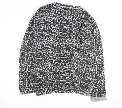 Next Women Grey Leopard Print Long Sleeve Pullover Jumper Size 10