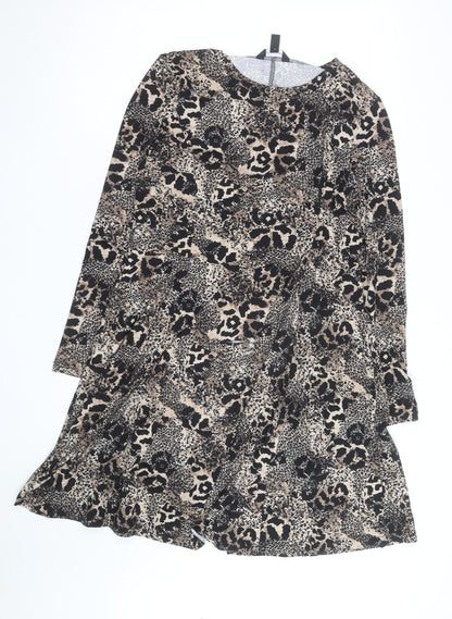 New Look Women Beige Leopard Print A-Line Dress Size 14