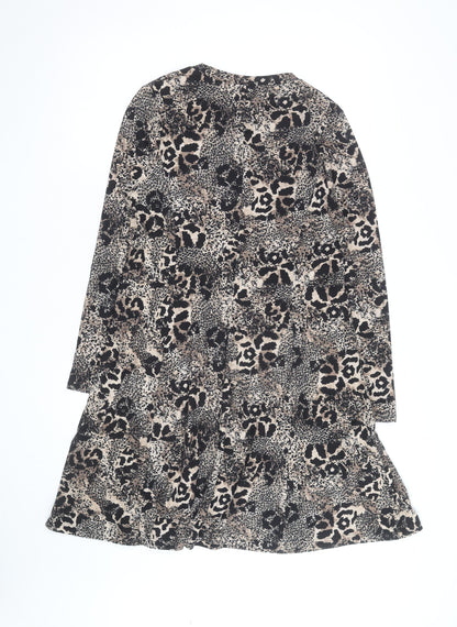 New Look Women Beige Leopard Print A-Line Dress Size 14