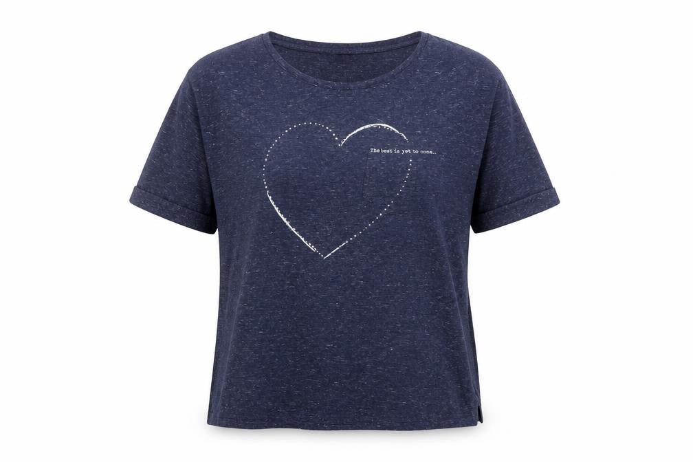 Next Women's Blue Heart Print Beaded T-Shirt Size 10