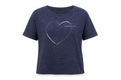 Next Women's Blue Heart Print Beaded T-Shirt Size 10
