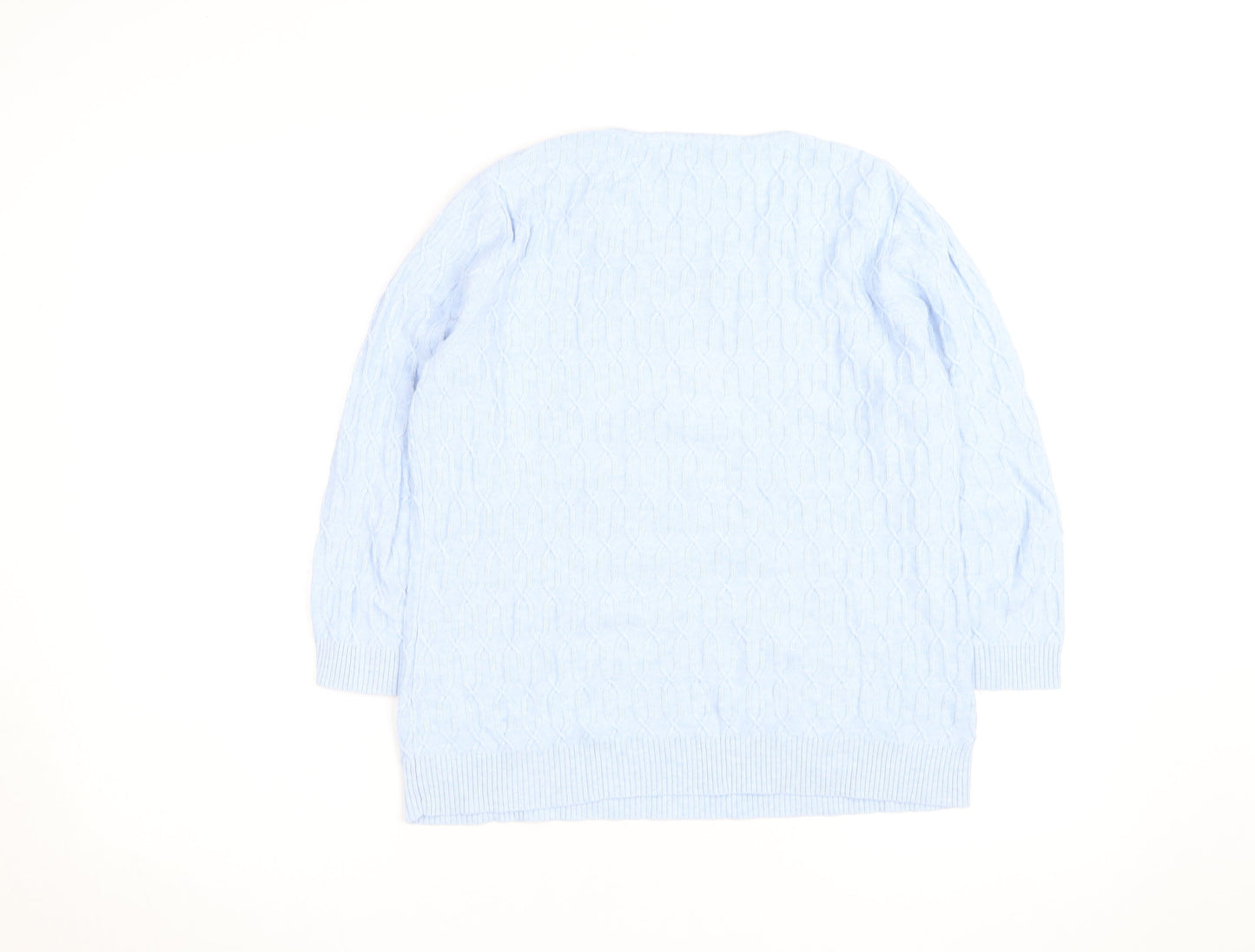 CC Men's Blue Cable-Knit Cotton Pullover Jumper Size M
