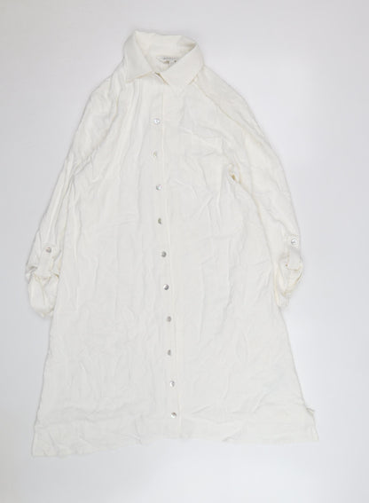Apricot Women's Ivory Button-Up Long Sleeve Basic Shirt Size 8