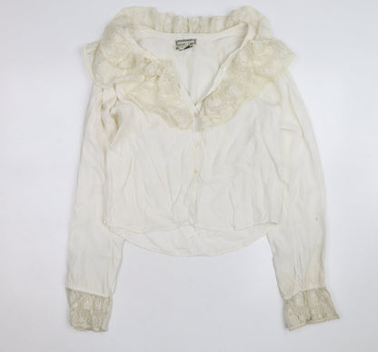 April Cornell Women’s Ivory Lace Ruffle Tunic Blouse Size M