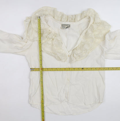 April Cornell Women’s Ivory Lace Ruffle Tunic Blouse Size M