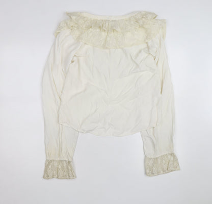 April Cornell Women’s Ivory Lace Ruffle Tunic Blouse Size M