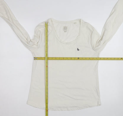 Jack Wills Womens White Long Sleeve Basic Cotton T-Shirt Size 12