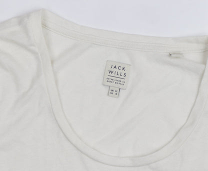 Jack Wills Womens White Long Sleeve Basic Cotton T-Shirt Size 12