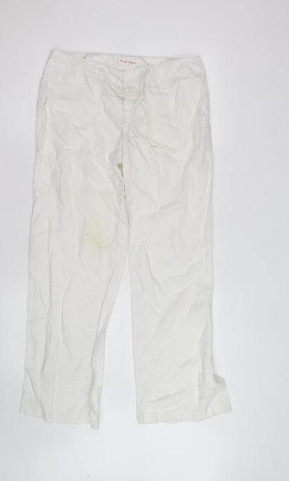 Marks and Spencer Women’s White Linen Chino Trousers Size 10