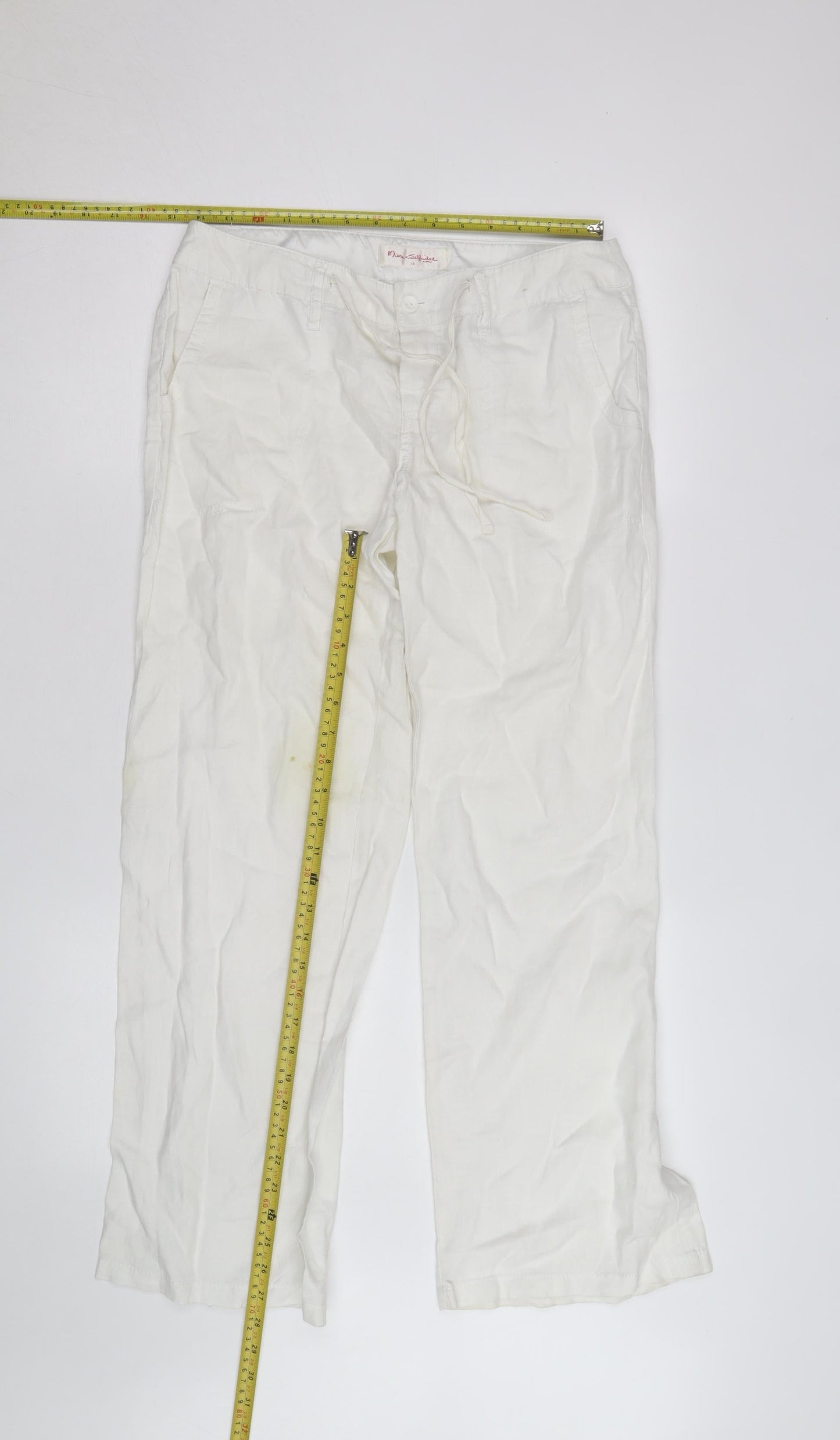 Marks and Spencer Women’s White Linen Chino Trousers Size 10
