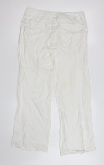 Marks and Spencer Women’s White Linen Chino Trousers Size 10