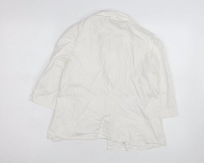 Ted Baker Women's Ivory Button-Up Shirt Size 12 Cotton Stretch Work Top