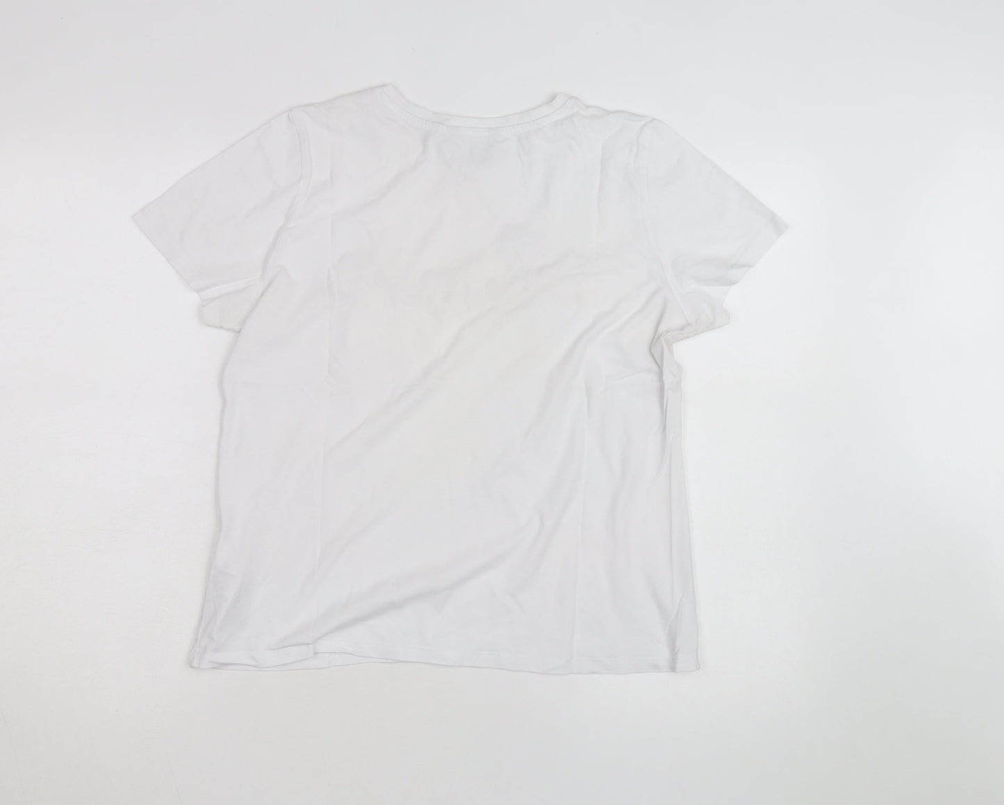 Red Herring Womens White Size 14 Love Embroidered Cotton T-Shirt