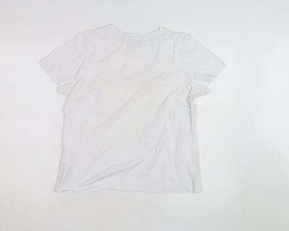 Red Herring Womens White Size 14 Love Embroidered Cotton T-Shirt