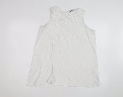 Yours Womens White Cotton Embroidered Sleeveless Tank Top UK 14
