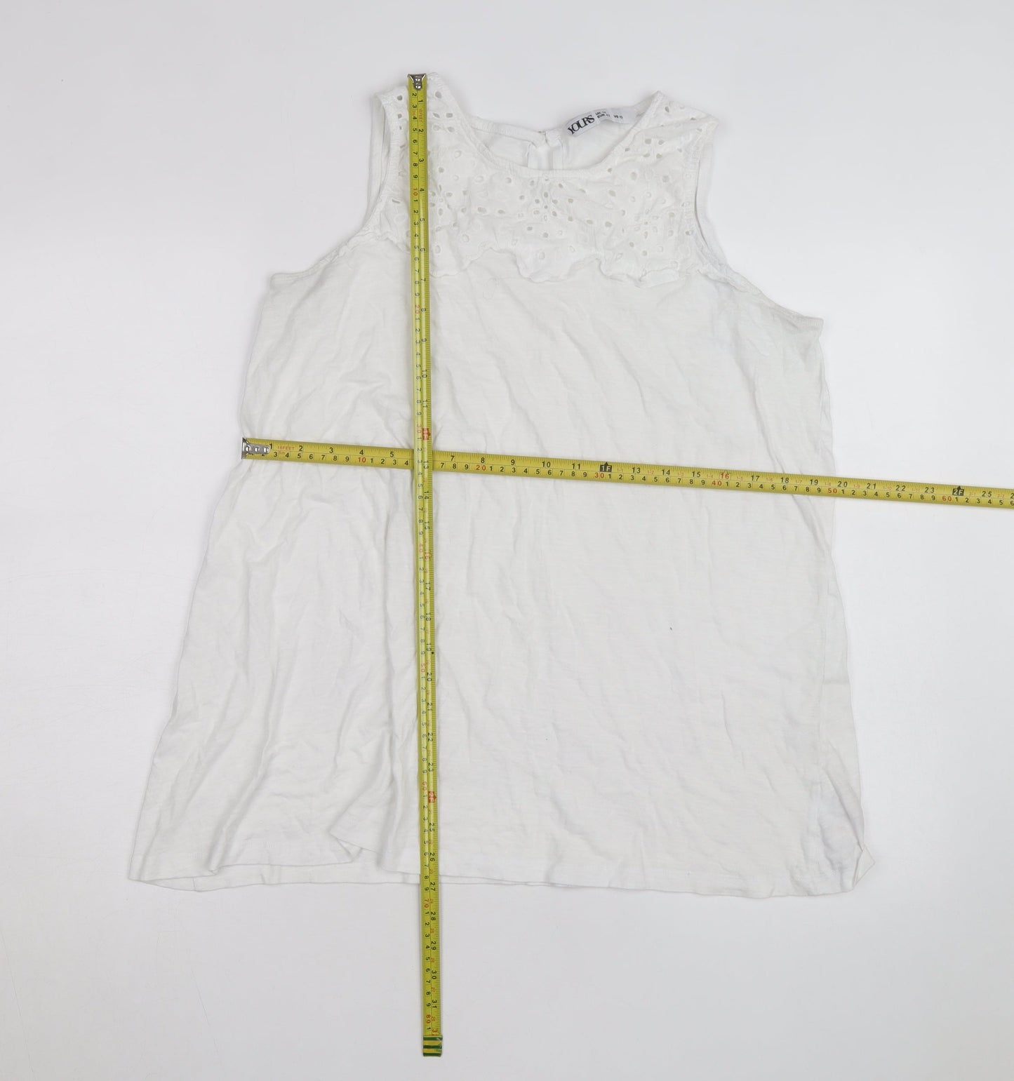 Yours Womens White Cotton Embroidered Sleeveless Tank Top UK 14