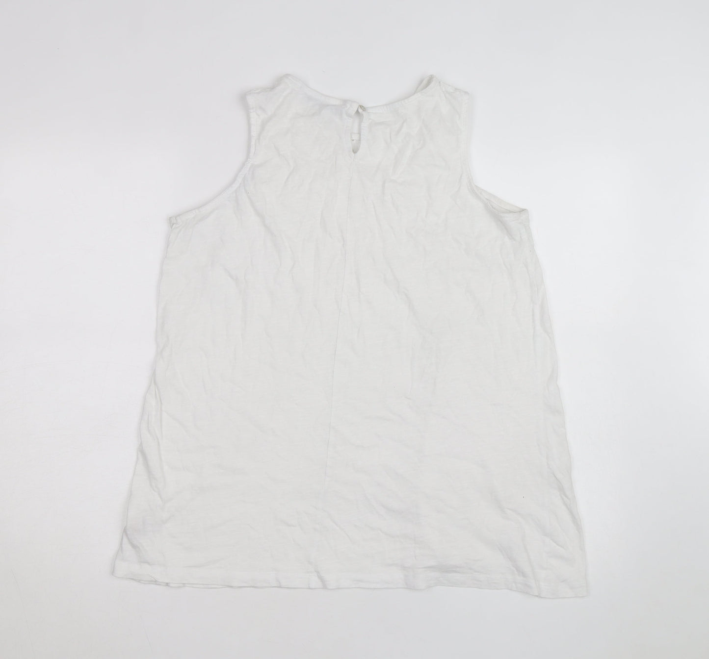 Yours Womens White Cotton Embroidered Sleeveless Tank Top UK 14