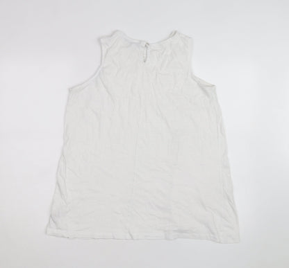 Yours Womens White Cotton Embroidered Sleeveless Tank Top UK 14